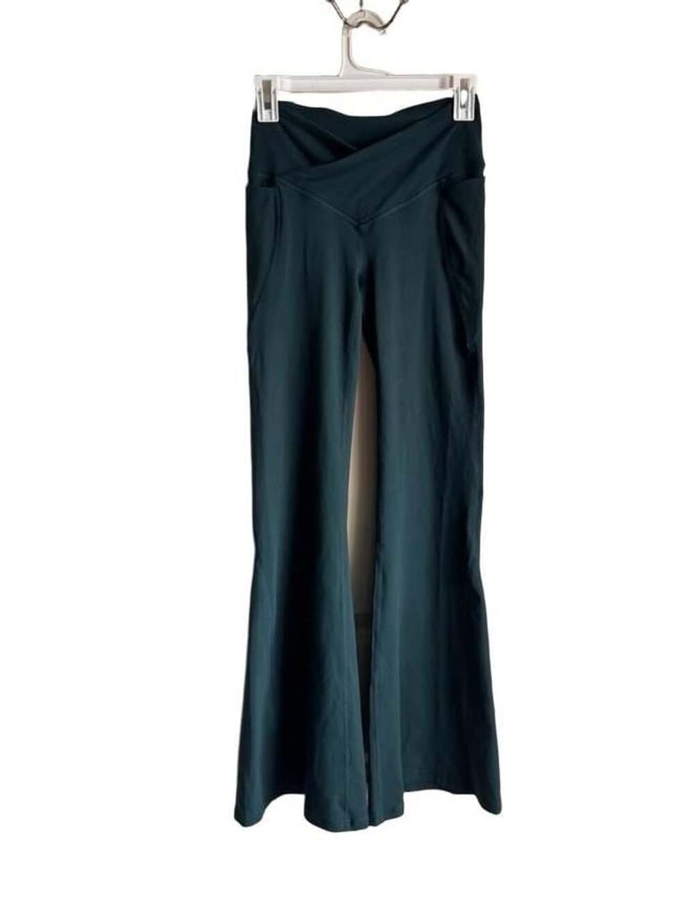 Fabletics PureLuxe Crossover Flare Leggings Size XS Dark Green